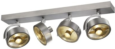 SLV Wand- und Deckenaufbauleuchte KALU CW/Decken- und Wand-Beleuchtung innen, Aufbau-Leuchte, Wandaufbauleuchte, Decken-Strahler / GU10 75.0W aluminium gebürstet, 4 strahler, 1002025