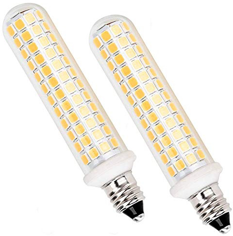 New Upgrade -E11 led Bulb,125 LEDs 100W 120W Halogen Bulbs Equivalent, 10w 1100lm, E11 Mini Candelabra Base Warm White 3000k,AC 110V/130V,JD T3 T4 Bulb (2 Packs)