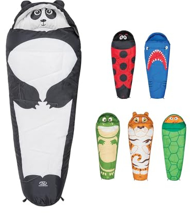 Kids Sleeping Bag For Camping, Hiking, Travelling, Indoor or Sleepover Lightweight 920g Themed Carry Backpack for Easy Transportation Mummy Style Toddler - Junior Warm Snuggle Sleep Bags by HiGHLANDER