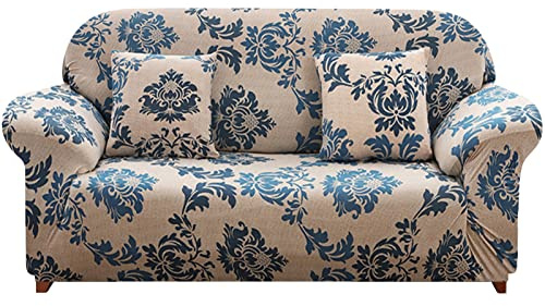 HEYOMART Sofa Cover High Stretch Elastic Fabric 1 2 3 Seater Sofa Slipcover Chair Loveseat Couch Cover Polyester Spandex Furniture Protector Cover with 1 Pillowcase (2 Seater, Pattern #Provence)