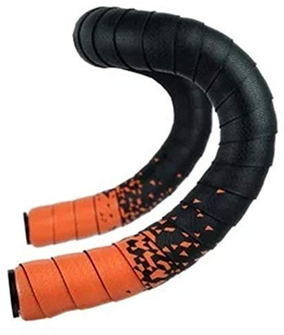 LIANYG Fahrradlenkerband Rennrad Lenkerband Radfahren Griff Gürtel Kork Dämpfung Anti-Rutsch PU Radfahren Lenker Schwamm Tape Wrap+Plugs 552 (Farbe: Schwarz Orange)