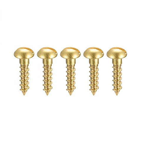 sourcing map 50 Stück Schlitz Rundkopf Holzschrauben M3 x 12mm Messing Blechschraube Halbrundkopf Linsenkopfschrauben