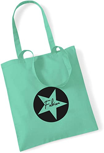 Stofftasche Stern personalisiert mit Namen | Bedruckter Jutebeutel Stoffbeutel für Kinder | Stern-Design mit Name für Schule, Kindergarten
