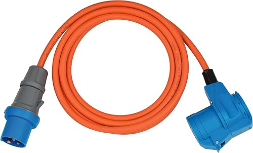 Brennenstuhl Camping CEE-Verlängerungskabel mit CEE-Stecker und Winkelkupplung inkl. Schutzkontakt-Kombisteckdose (3m Kabel in orange, 230V/16A, Einsatz im Außenbereich, Made in Germany) | Inkl. Schutzkontakt-Kombisteckdose, Kabel in orange, 230V/16A, Einsatz im Außenbereich, Made in Germany