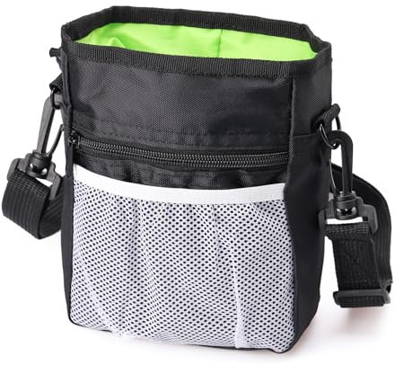 Dazone Sac à Friandise pour Chien Multifonctionnel Amovible de Grande Capacité, Pochette Friandise Chien avec Ceinture et Bandoulière Réglables, Sac Dressage Chien avec 3 Façons de Porter (Noir)