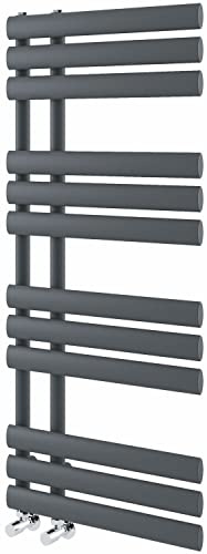 Go Bathrooms Grey Towel Radiator 1130 x 500 Heated Towel Rail Vertical Designer Bathroom Radiator Heated Ladder Rail Central Heating