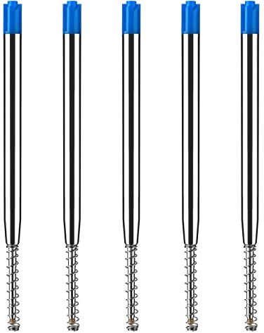 TIESOME 5 Stück Kugelschreiberminen 0,7 mm glatt schreibende | austauschbare Metallkugelschreiberminen mit Ersatzfeder Kugelschreiberminen für Schule und Büro (blau)
