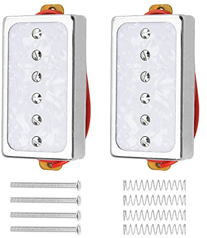 Yootones E-Gitarren-Tonabnehmer, Humbucker, Steghals-Set, kompatibel mit LP, Les Paul P90, Humbucker-Größe, E-Gitarre, White Pearl, 2 Stück