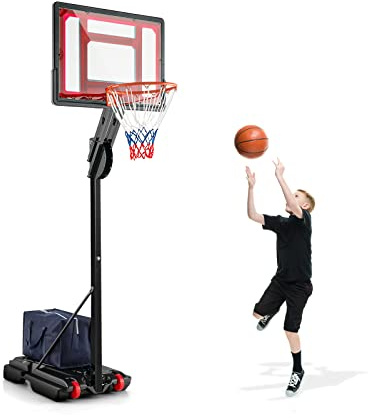 SPOTRAVEL 10FT Basketball Hoop, 1.05-2.6m Portable Basketball Set