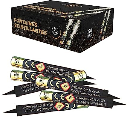 Lot de 240 Fontaines à Gateaux Scintillantes durée 60 Secondes pour Gateaux et Bouteilles de Champagne, Bougie lumineuse d'ambiance pour anniversaire 1 Minute - Catégorie F1