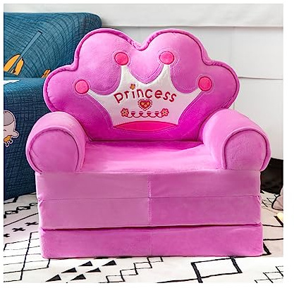YUDIZWS Cartoon faltbares Kindersofa, Kindercouch ausklappbare Plüschform Kinder Couch Rückenlehne Sessel Bett gepolstert 2 in 1 Klappcouch Sitz für Säugling Kleinkind Baby Jungen Mädchen,C