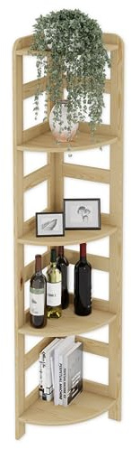 Lenmar Serie R, Natur, Braun, Holzregal, Kiefer, Holz, Hellbeige, 3-5 Böden, 89-166 cm Bücherregal, Holzregal, Standregal, Wandregal (R-11, 166x33x33 cm, 5 Böden, Natur)