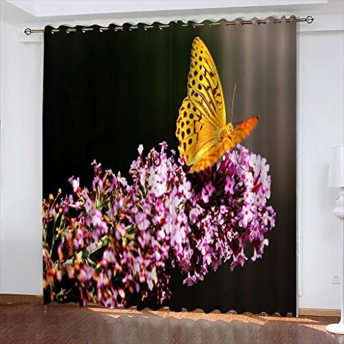 3D Schattierung Vorhänge - 150 (B) X 166 (H) cm Schöner Schmetterling Gardinenschal Vorhang Für Wohnzimmer Schlafzimmer Schlaufenschal Isolierung Lärmminderung Mädchen Raumdekoration - Vorhang Für Da