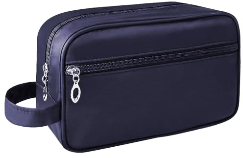 Toiletry Bag for Men, Large Travel Wash Bag Water-Resistant Gym Shaving Organiser Bag, Shower Bathroom Makeup Bag with Handle for Cosmetics Brushes Tools (Blue)