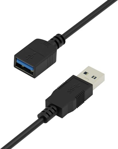USB 3.0 förlängningskabel USB hane till honkontakt, 5 Gbit/s, förlängningskabel för dataöverföring och laddning för tangentbord, skrivare, spelkonsol och mer, 1,5 m