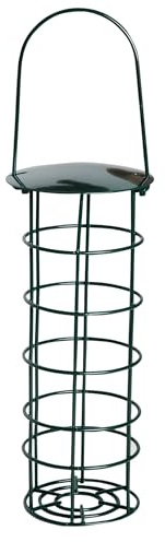 dobar® Futtersäule aus Metall für Meisenknödel hängend - Knödelhalter für Wildvögel Ø 7 x 22 cm - Grün