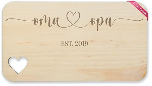 Frühstücksbrettchen Holz Herz - Oma und Opa est I Schwangerschaft verkünden Geschenk Großeltern I Geschenkideen werdende Großeltern - 22,5x12,5 - Holz - geschenke holzbrett oma&opa 2025