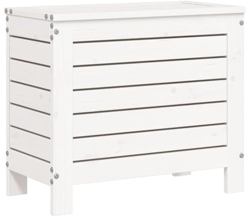 vidaXL Gartenhocker Weiß 62x31,5x52 cm Massivholz Kiefer