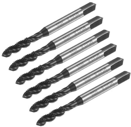 QUARKZMAN 6pz Metrico Spirale Scanalatura Filettatura Maschi M5 x 0,8 H2 Vite Filettatura Maschiatura Rivestito Nitruro 6542 Acciaio Alta Velocità Macchine Strumenti Meccanici Riparazione