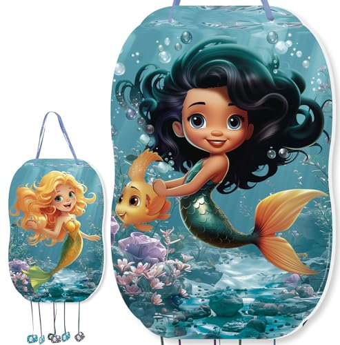 trookee - Piñata Sirène - Piñata anniversaire d'enfant avec petite sirène - Décoration d'anniversaire d'enfant - Grande pinata de sirènes à remplir de friandises et cadeaux pour garçons et filles - 46