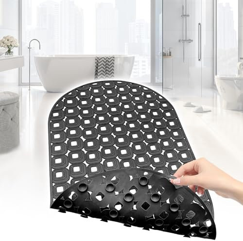 Badewannenmatte rutschfest 40x70cm, Antirutschmatte Badewanne BPA frei für Kinder und Babys, Antirutschmatte für Badewanne mit Saugnäpfe, Duschmatte rutschfest mit Abflusslöchern (Schwarz)