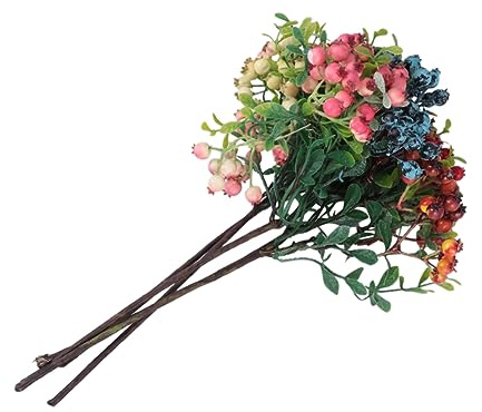 Alipis 5pezzi Bacche Artificiali Rosse Bianche Rosa e Mirtillo per Decorazioni Natalizie e Fiori Artificiali per Lavori Artistici e Oggetti di Scena per Foto
