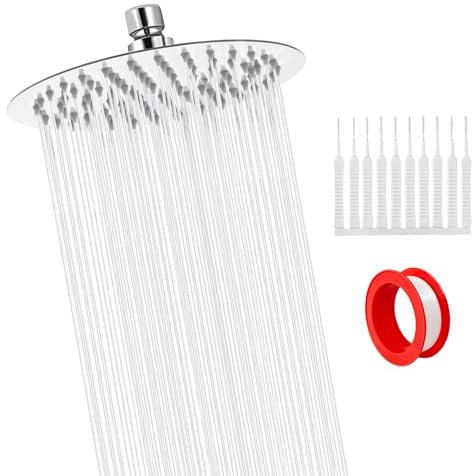 Soffione Doccia 8 Pollici Soffione Doccia Anticalcare Rotonda Soffione Doccia alta Pressione con Spazzole per la Pulizia Doccione Per Doccia Acciaio Inox 304 Adatto per Parete o Soffitto