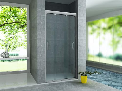 Aloni Nischentür 3-teilig 80x200 cm Duschtür | 8 mm ESG Sicherheitsglas, Nanobeschichtung, Schiebetür Komplettset, Flexibler Einstieg