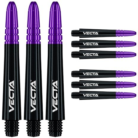 WINMAU Dart skaft - Vecta polykarbonat pilstammar - 1 Set per förpackning (3 pilar Skaft totalt) - Professionella darttillbehör - Svarta och lila mellanskaft