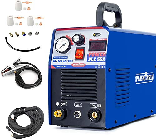 PLASMARGON 55Amp 230V CUT55 Plasma Cutter Machine,Pilot Arc Non-Touch Inverter IGBT Portable Digital Display 1/2 Inch Clean Cut Ideal for DIY Cutting of Stainless Steel, Fit Precise Cuts PLC55
