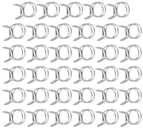 sourcing map Lot de 30 colliers de serrage à ressort à double fil de 19 mm de diamètre intérieur, clips à ressort réglables en acier inoxydable pour tuyau de carburant, tuyau d'eau, tuyau d'air