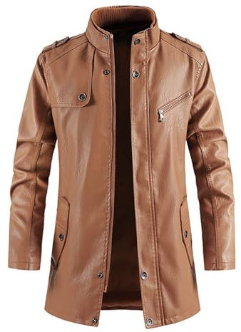 Veste de moto en cuir pour homme, manteau long de motard classique pour homme, élégant et durable, design à double boutonnage avec attrait moderne, cuir de haute qualité, parfait pour toutes les