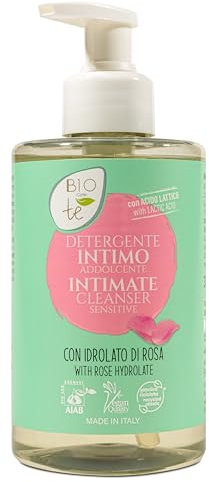 Bioconte Sensitive Organic Intimate Wash Women, Aloe and Cornflower extracts, 96.0% natural ingredients. Cert Organic and Vegan