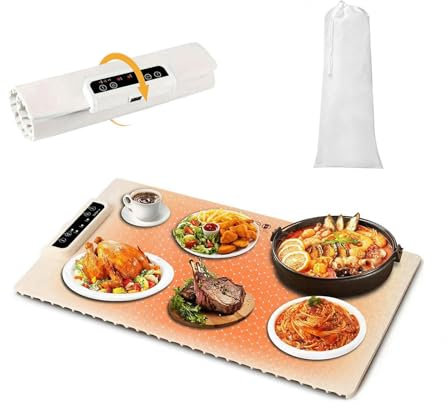 Hazomeu Bandeja De Calentamiento 60-100°c Control De Temperatura Bandeja Calienta Platos Alfombrilla Portátil De Silicona Bandeja De Calentamiento Eléctrica