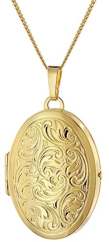 trendor Damen-Kette mit Medaillon 925 Silber vergoldet zauberhafter Schmuck, Halsschmuck für Frauen, tolle Geschenkidee, 15548-60 60 cm