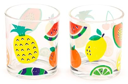Summer Fruits Set of 2 Glass Tumblers 250ml