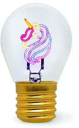 Legami - Lampada da Tavolo a forma di Lampadina, Ricaricabile con Cavo USB, Senza Fili, Bulb Fiction, Tema Unicorn, 6.8 x 10.3 cm
