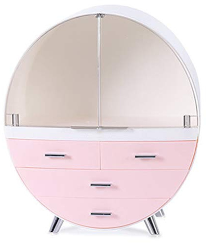 Round Cosmetic Rack,Makeup Organiser,Dustproof-Cosmetic Storage Makeup Holder Multifunctional Display Box Case for Lipstick Nail Varnish Eye Shadow Brushes,Pink,L (Pink Medium)(Pink,Large)