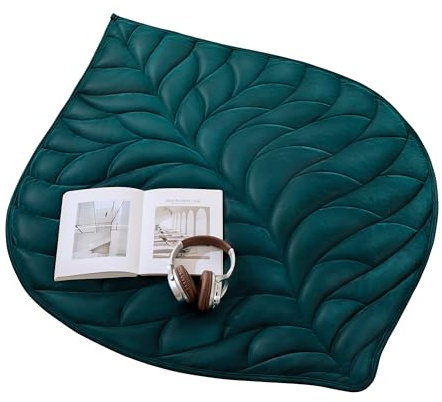 ZILLYBEE Weighted Lap Blanket 7 lbs 41×53, Luxury Soft Small Weighted Lap Pad for Adults,Portable Travel Leaf Weighted Throw Blanket for Relaxation, All-Season Use and Machine Washable Deep Green