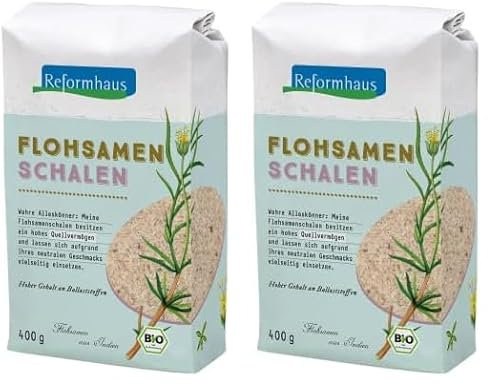 Reformhaus Flohsamenschalen Bio, 400 g (Packung mit 2)
