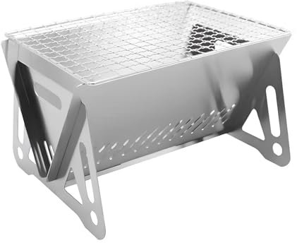 Holzkohlegrill Aus Edelstahl, Outdoor BBQ Grills Tisch-Campinggrill, Abnehmbar Und Tragbar/Einfach Zu Montieren Und Zu Reinigen, Für Grill, Außenbereich, Garten, Camping Und Picknick(38*25*18cm)