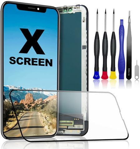 PartageFix Pantalla para iPhone X: Kit de Repuesto para Pantalla LCD FHD de 5,8 + digitalizador táctil + Marco, Compatible con los Modelos A1901/A1902/A1865 (True Tone programable)