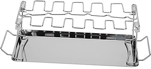 Rack de Jambe d'aile de Poulet en Acier Inoxydable | Grill Vertical pour Four/Barbecue/Fumeur | 12 emplacements Conception Pliable avec des ustensiles de Cuisson |