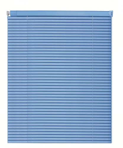Stores Vénitiens sans Perçage en PVC – Lames en S pour Fenêtres – Stores Intérieurs avec ficelles, Installation Facile, Contre la lumière et Solaire pour Chambre, Bureau ou Salon(Blue)