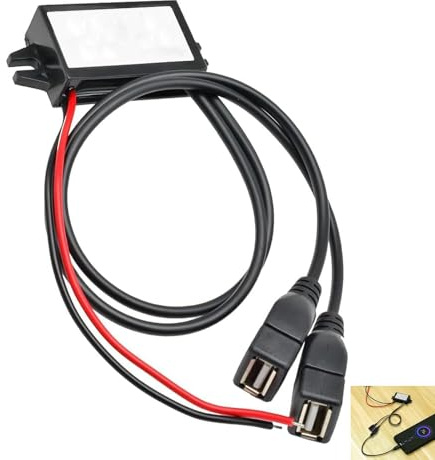 Módulo Convertidor DC 12V a 5V 3A, Convertidor DC Dual USB, Adaptador de Voltaje para Coche y Sistemas DC, Cargador USB Impermeable y Resistente, para Audio, Radio, Panel Solar y Equipos Industriales