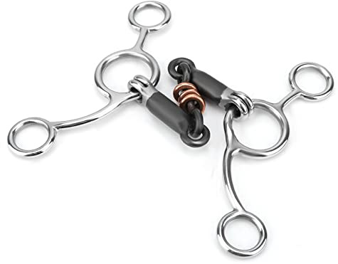 Mors à Mâcher pour Cheval en Acier Inoxydable Noir avec Bouche en Cuivre pour L'équitation, Bâillon à Joue Complète, Anneau en D, Embout de 12,7 Cm