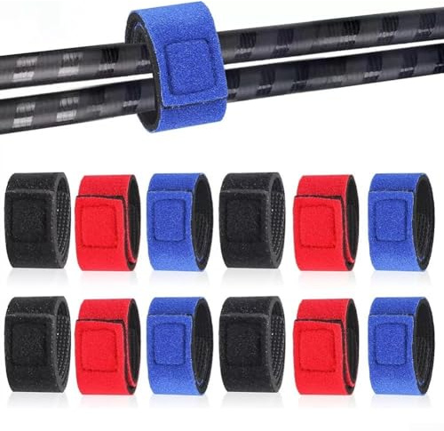 Juego de 12 correas elásticas ajustables de nailon y neopreno para cañas de pescar, mosca, carpa, telescópica, viajes, mar y comedero, 25 cm × 3 cm