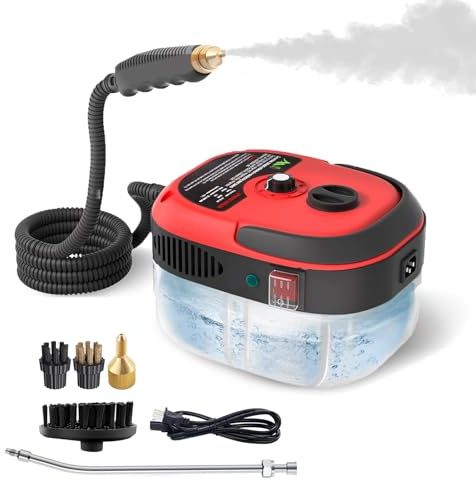 Pulitore a Vapore Portatile 2500W, 6 Velocità, 1000ML | riscaldamento 10 secondi, per casa/cucina/bagno/finestre/auto, grande capacità, facile da usare, maniglia ergonomica