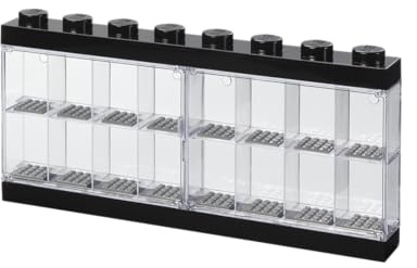 LEGO Minifigure Display Case 16 Black, Stackable Container for Wall or Desk, Space for 16 Minifigures, Home Office Display Cabinets LEGO storage