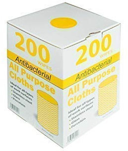We Can Source It Ltd - All-Purpose Antibacterial Cleaning Cloth - J Type Cleaning Clothes on a Roll - Easy Dispenser Box - Multi-Purpose Cloth Sheets for Cleaning, Catering - Yellow - 200 Pack